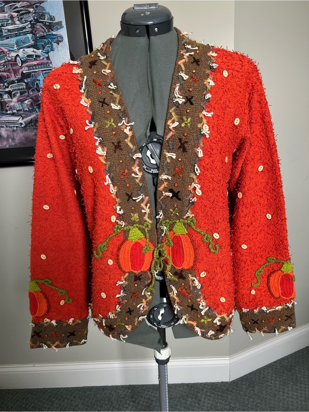 Design Options XL Pumpkin Orange Sweater Cardigan Fall Autumn Halloween